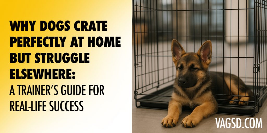 german shepherd puppy learning crate training, crate train your puppy, separation anxiety